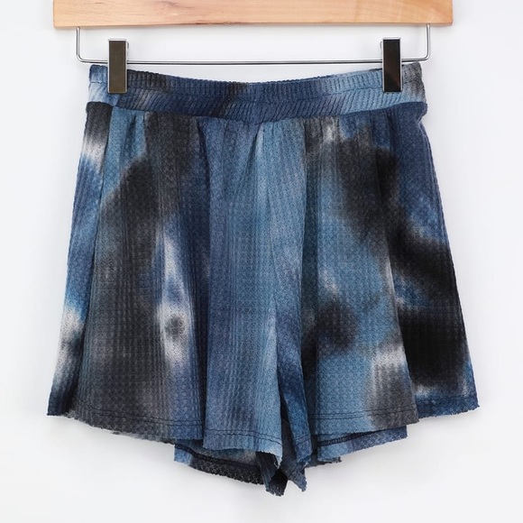 Early Sun Navy Blue Tie-Dye Waffle Knit Shorts - Picture 6 of 7